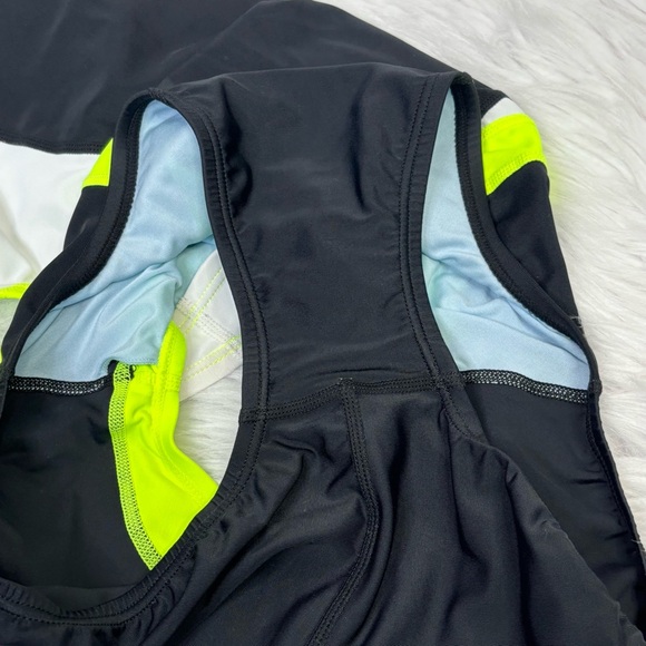 Nike‎ One Piece Athletic Swimsuit Black Neon Yellow Women’s Size 10/36 Open Back - Picture 15 of 16